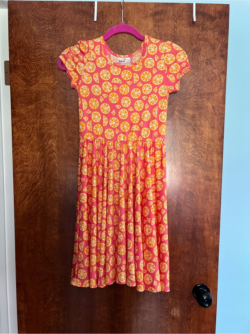 DotDotSmile 8/10 Girls' Pink Orange Citrus Print Dress